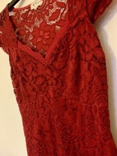 Floral Lace Red Dress