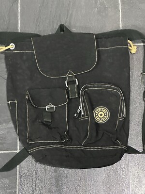 Kipling Black Drawstring Backpack Vintage Y2K Mini Shoulder  display picture 2