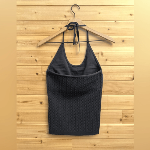 Y2K GAP Size Small Cable Knit Built In Bra Cotton Blend Halter Neckline Top - Picture 7 of 13