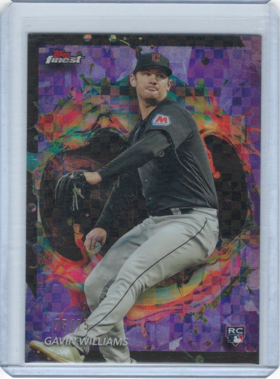 Gavin Williams 2024 Finest #242 RARE Purple Checkerboard Refractor Guardians /75