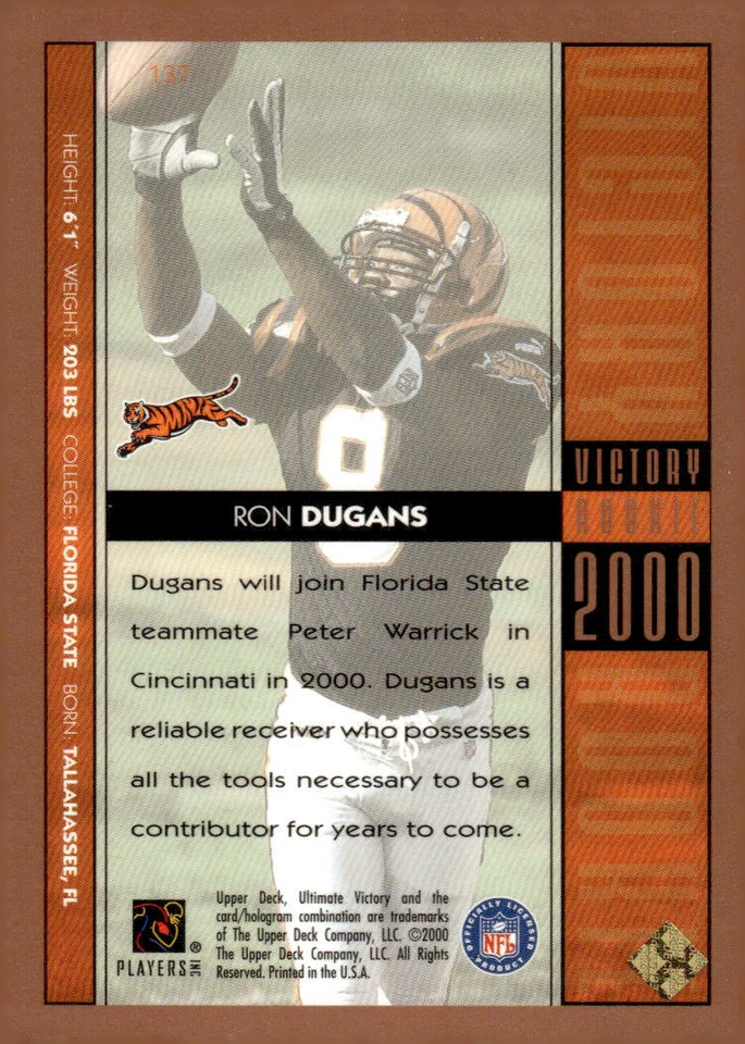 2000 Upper Deck Ultimate Victory #137 Ron Dugans Parallel - Image 2 of 2