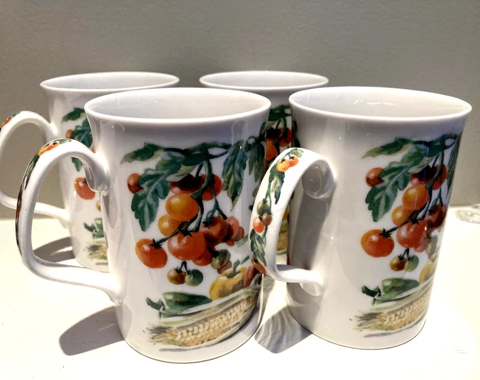 Juego de 4 tazas de té de café de China fina Royal Doulton Expressions "Market Garden" Foto 4 de 4