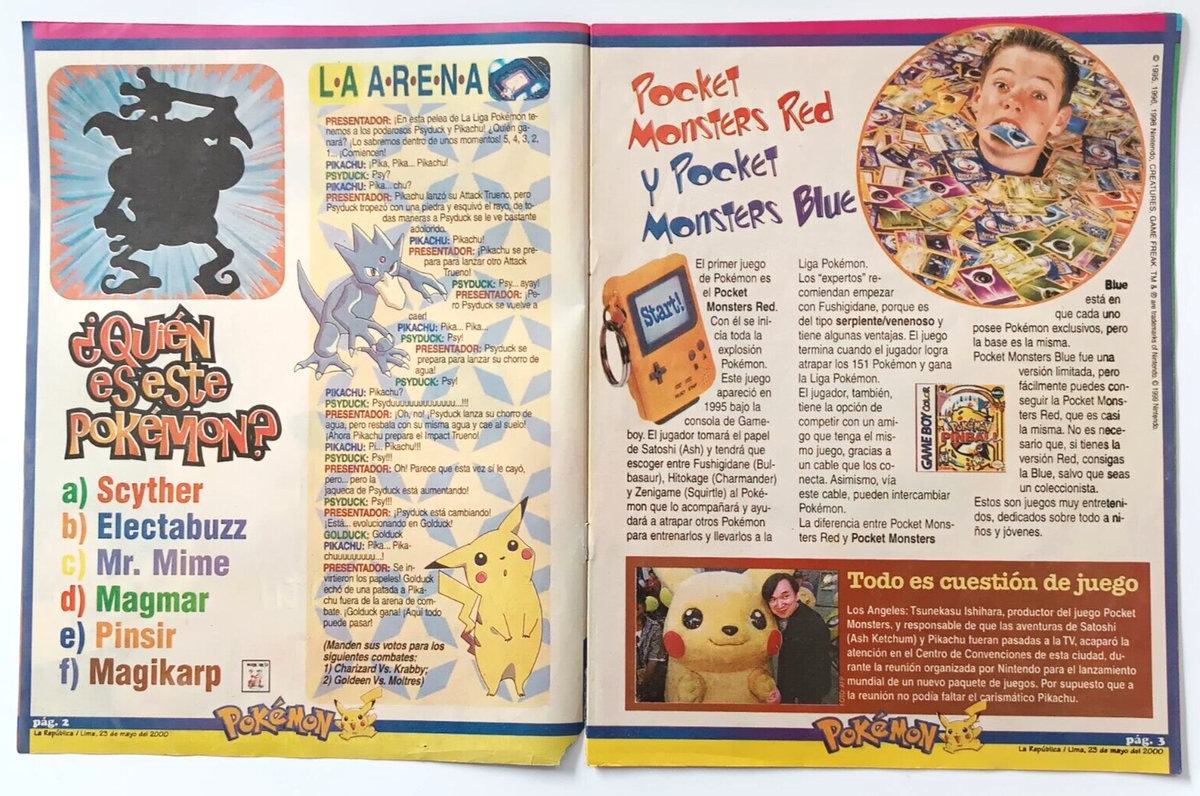 2000 POKEMON Vintage Magazine #13 PIKACHU Special Edition PERU