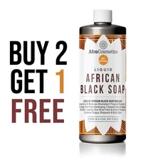 Pure Organic Raw African Black Soap Liquid For Body and Face BUY 2 GET 1 FREE