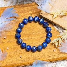 Natural 8mm Lapis Lazuli Beaded Gemstone Healing Crystal Stretch 8in Bracelet