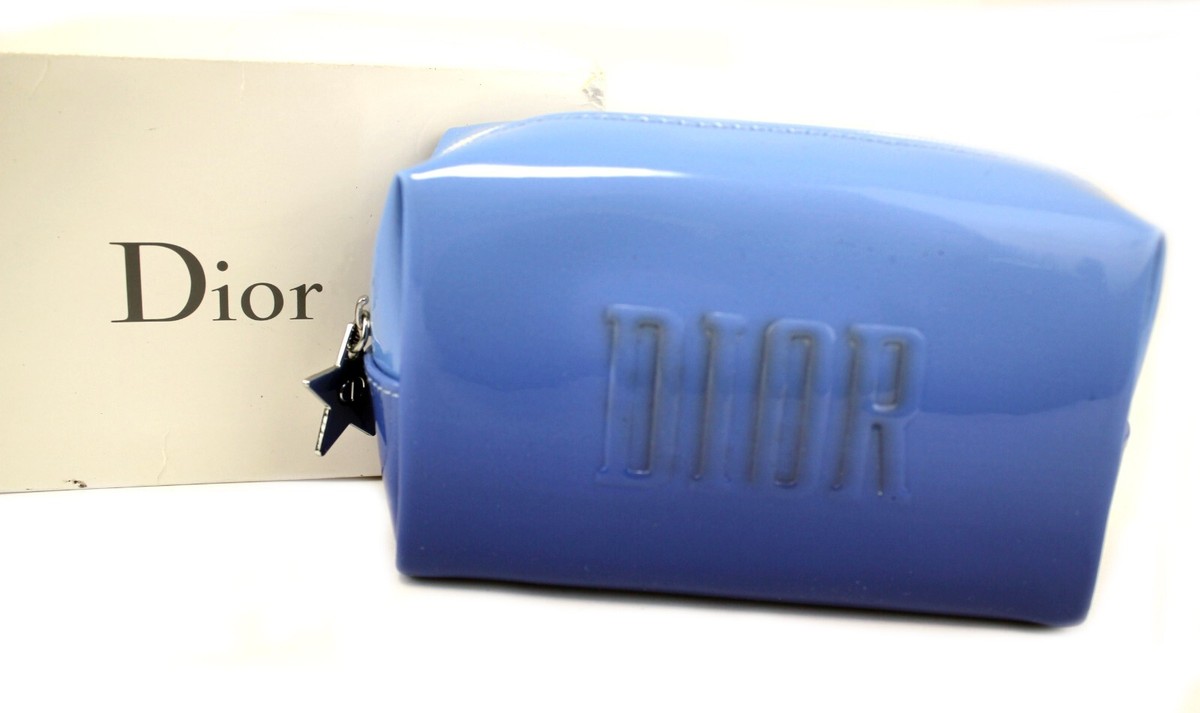 Christian Dior Aqua Blue PVC Accessories Cosmetics Pouch Women's