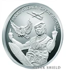 2016 1OZ Moar Merica Dbl. Obverse Proof Silver Shield Donald Trump Collector SSG
