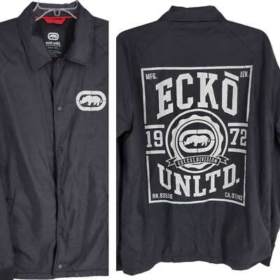 Vtg Y2K ECKO UNLTD Medium LINED WINDBREAKER POLYESTER SNAP FRONT JACKET