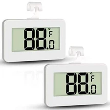2 Pack Digital Fridge Thermometer with Hook and LCD Display for Kitchen Home