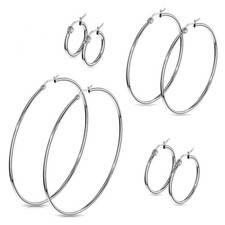 Hoop Earrings Stainless Surgical Steel Hypoallergenic Select Size