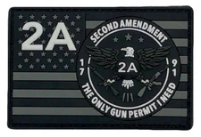 Gun Permit 2A 2nd Amendment 1791 Patch [3.0 X 2.0 inch -PVC Rubber-G1]