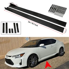 78.7" Universal Car Fiber Side Skirt Extension Rocker Panel Splitter Lip Black