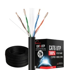 CAT6 1000ft Black ETL CMR 23 AWG Solid Copper Ethernet Network Cable
