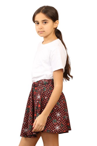 Girls Mini Flared Skater Skirt Elasticated Waist Stretchy Casual Everyday Wear - Picture 65 of 66