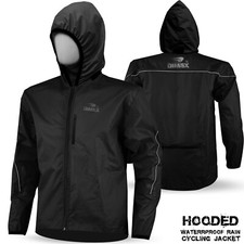 Mens Cycling Waterproof Rain Jacket Hi Visibility Top Hooded Rain Coat S-XXL