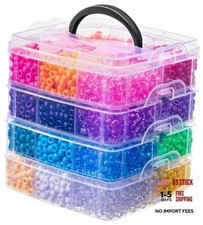 Pony Beads, 24 Assorted Colors 6x9mm Plastic Kandi, 4200 Pcs