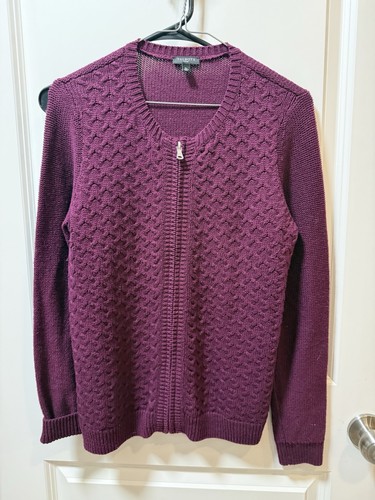 Talbots Petites PS Purple Zip-up Sweater