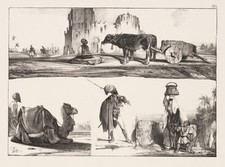 A. DECAMPS (1803-1860), Oriental Scenes in Three Fields, Circa 1840, Lith.