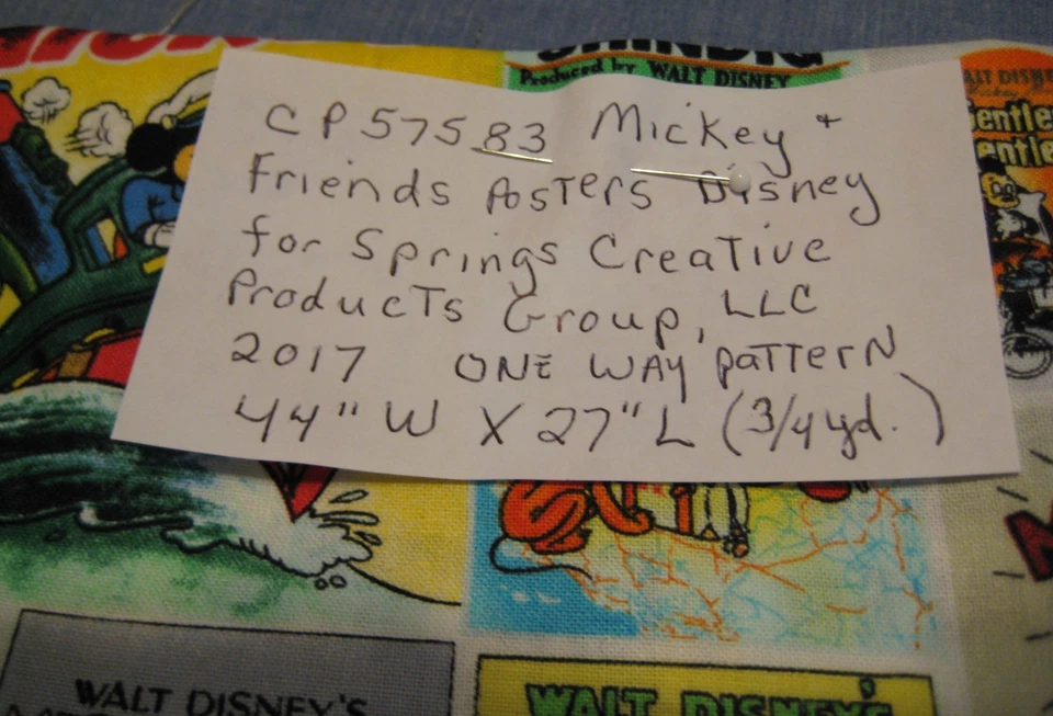SPRING CREATIVE FABRIC DISNEY MICKEY & FRIENDS POSTERS CP57583, 3/4 YD, 2017 - Image 2 of 3