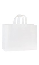 Large Clear Frosted Plastic Shopping Bags - 16" x 6" x 12" - Case of 100
