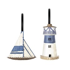 Sunlit Nautical Shower Curtain Hooks, Home Decorative Coastal Shower Curtain ...