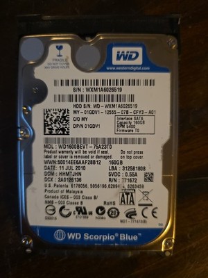Western Digital Scorpio Blue Refurbished 160 GB, 5400 RPM, SATA