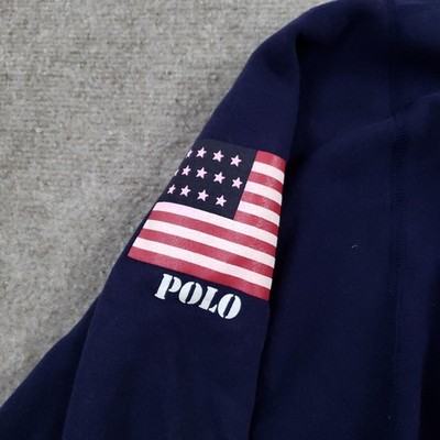 Vtg Polo Ralph Lauren Jacket Mens XL Blue USA Pullover Hidden Hood
