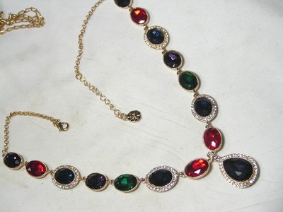 MONET Gold Tone, Clear Crystals Halo Color crystals Pendant Necklace