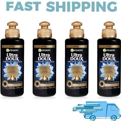 4x Garnier Ultra Doux Black Charcoal &Nigella Seed Oil Shine  Leave-In 200ml