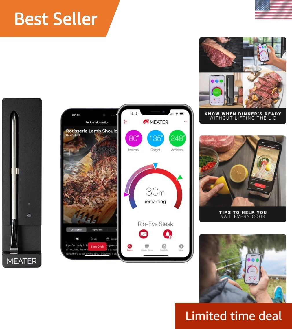 SE: 100% Wireless Smart Meat Thermometer | No Wires, No Fuss | 165ft Bluetoot...