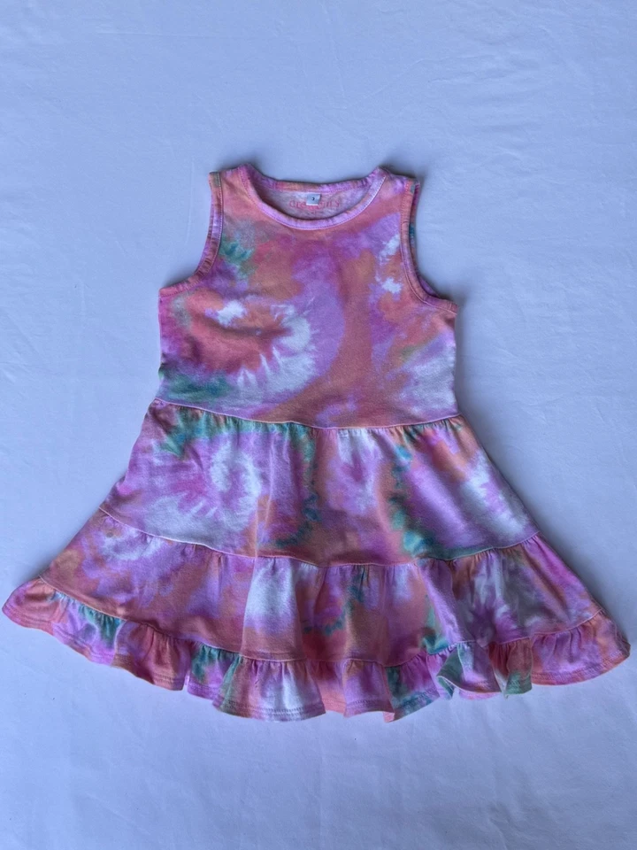 J. Vestido de verão Crew Crewcuts tie-dye laranja tamanho 3 sem mangas 3 camadas linha A - Imagem 3 de 4