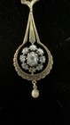 Vintage 14K Gold Rose Cut Diamond Pendant Necklace Pearl Drop 18” — photo 4