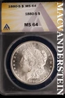 1880-S Morgan Dollar - ANACS MS 64 - Scarce  No Reserve  #SLK648