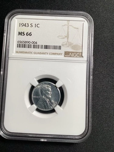 Beautiful High Grade 1943-S Lincoln Cent.  NGC GRADED MS66