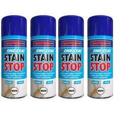 4 x Rapide One Coat Stain Stop White Aerosol Spray Can Durable 400ml