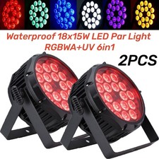 2PCS Waterproof 18x15W RGBWA UV LED Par Light DMX Outdoor Stage Lighting DJ Show
