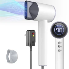 1600W Ionic Hair Dryer With LED Display & Magnetic Nozzle for Women Travel Salon