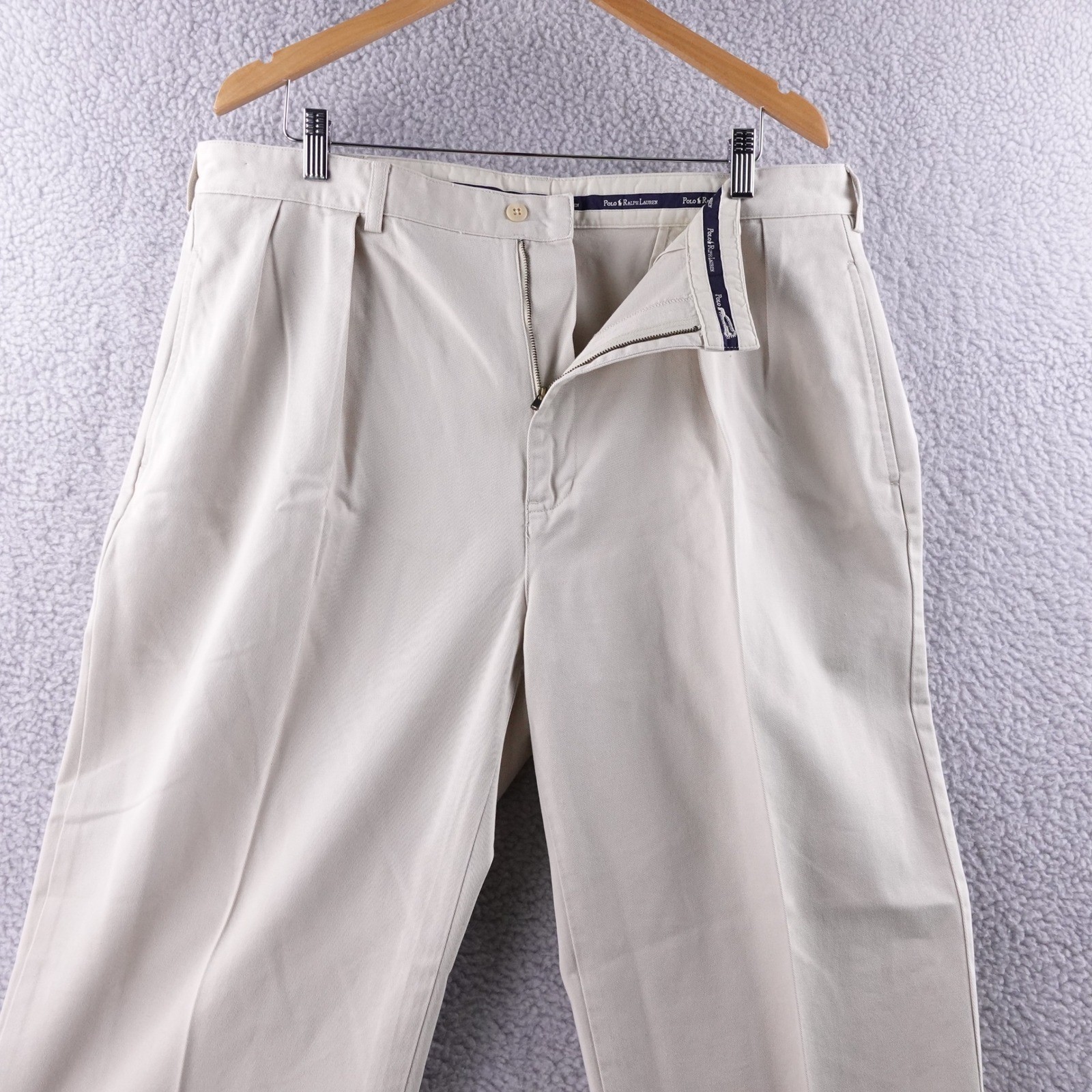 Vintage Polo Ralph Lauren Andrew Pant Men's Khaki Chino Pleated Front 38x32