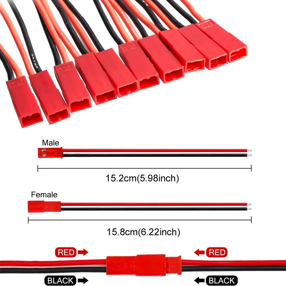 20Set Wire Cable For JST Plug 2-Pin Male Female Connector RC Lipo Battery - Image 4 of 4
