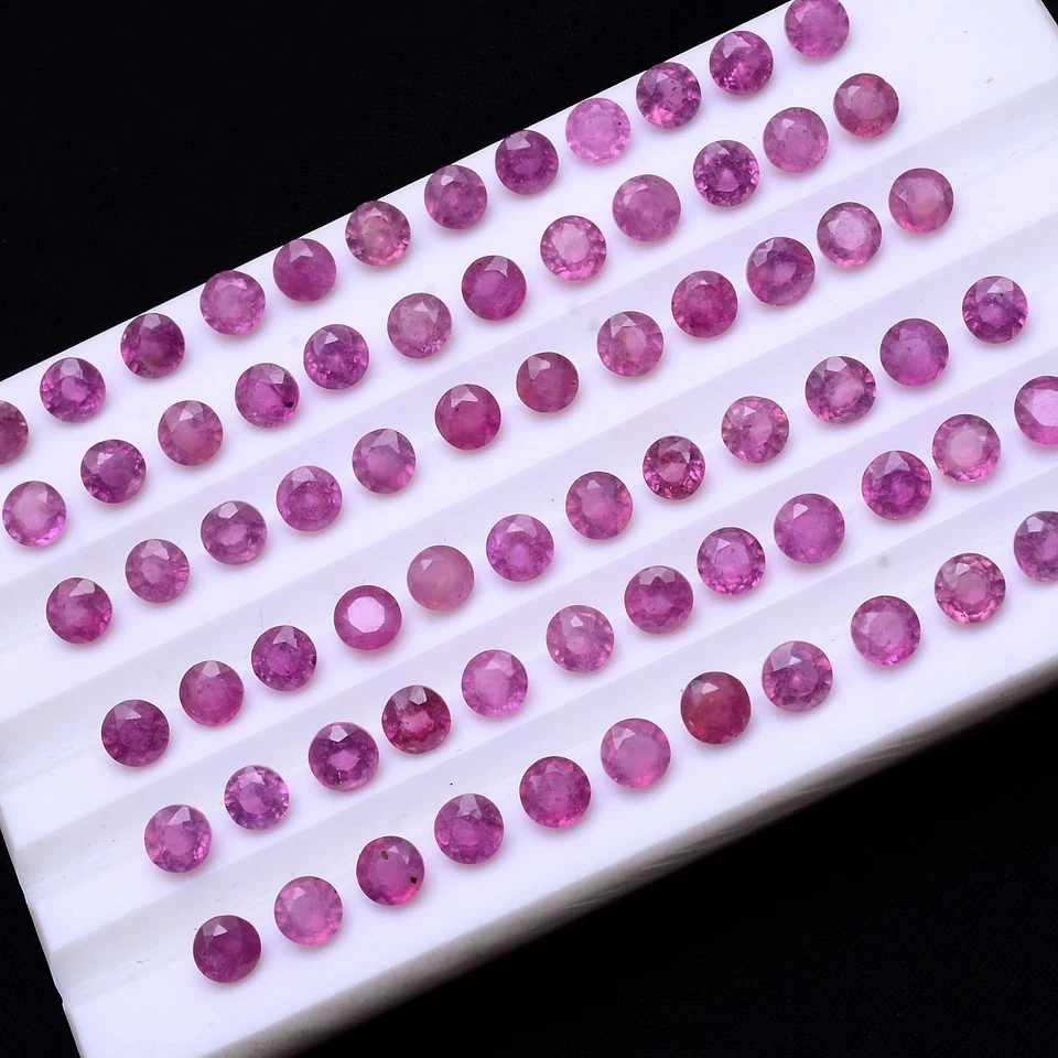 32 Pcs Natural Ruby Mozambique Round Cut 3.70mm-4mm Pinkish Red Loose Gemstones - Image 4 of 4