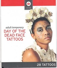 DAY OF THE DEAD FACE TATTOOS Adult Temporary Costume Stage Makeup Dia Muertos