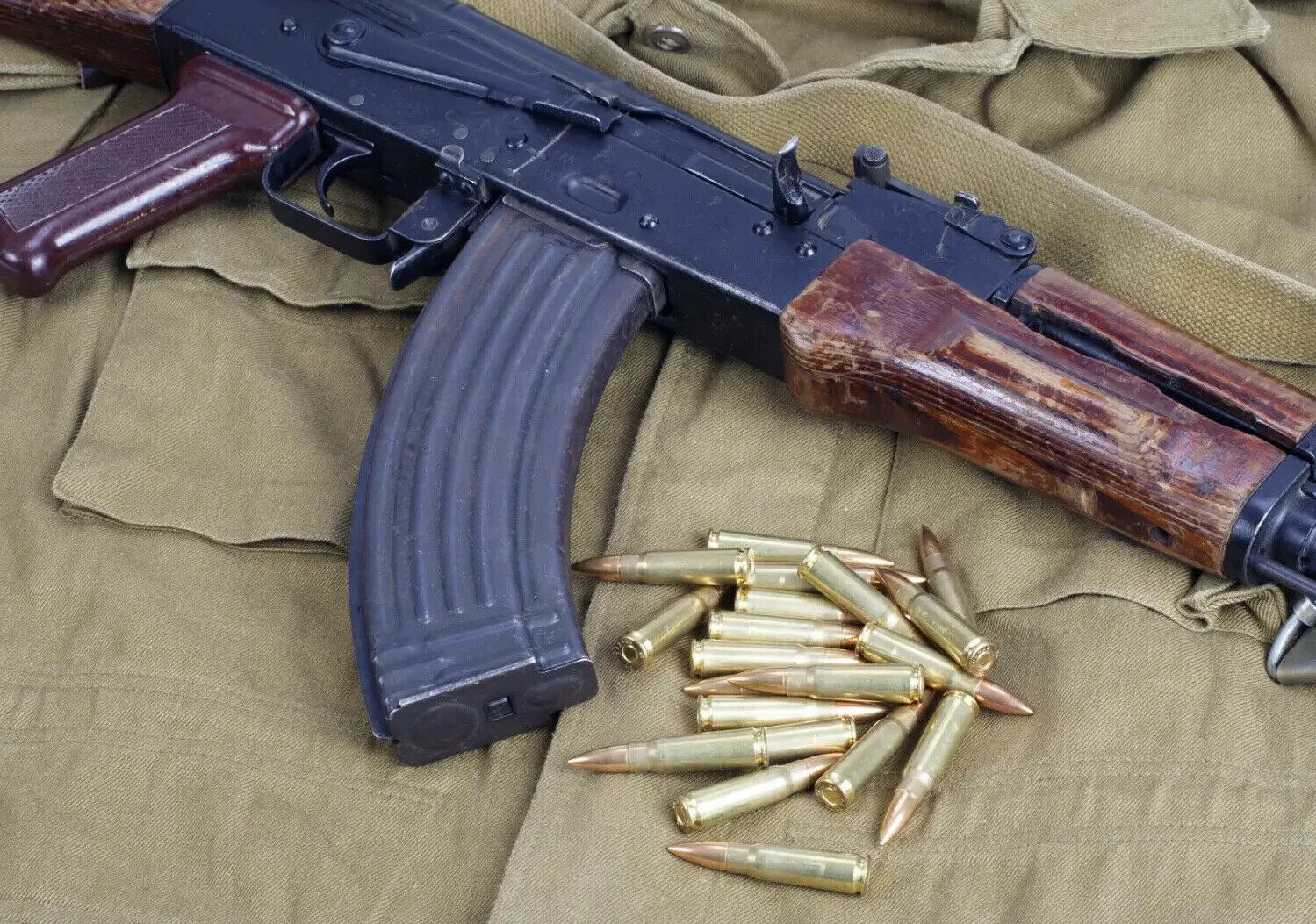 AK-47 Riffle Gun with Bullets Assault Weapon PICTURE POSTER PHOTO PRINT ...