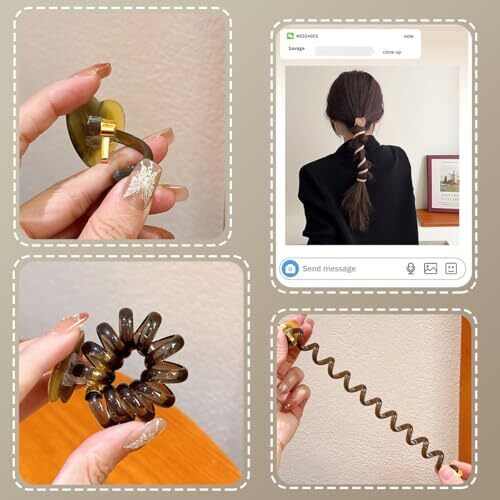 Bandas para el cabello con cable telefónico en espiral en forma de corazón colorida línea telefónica cuerda para el cabello - Imagen 5 de 6