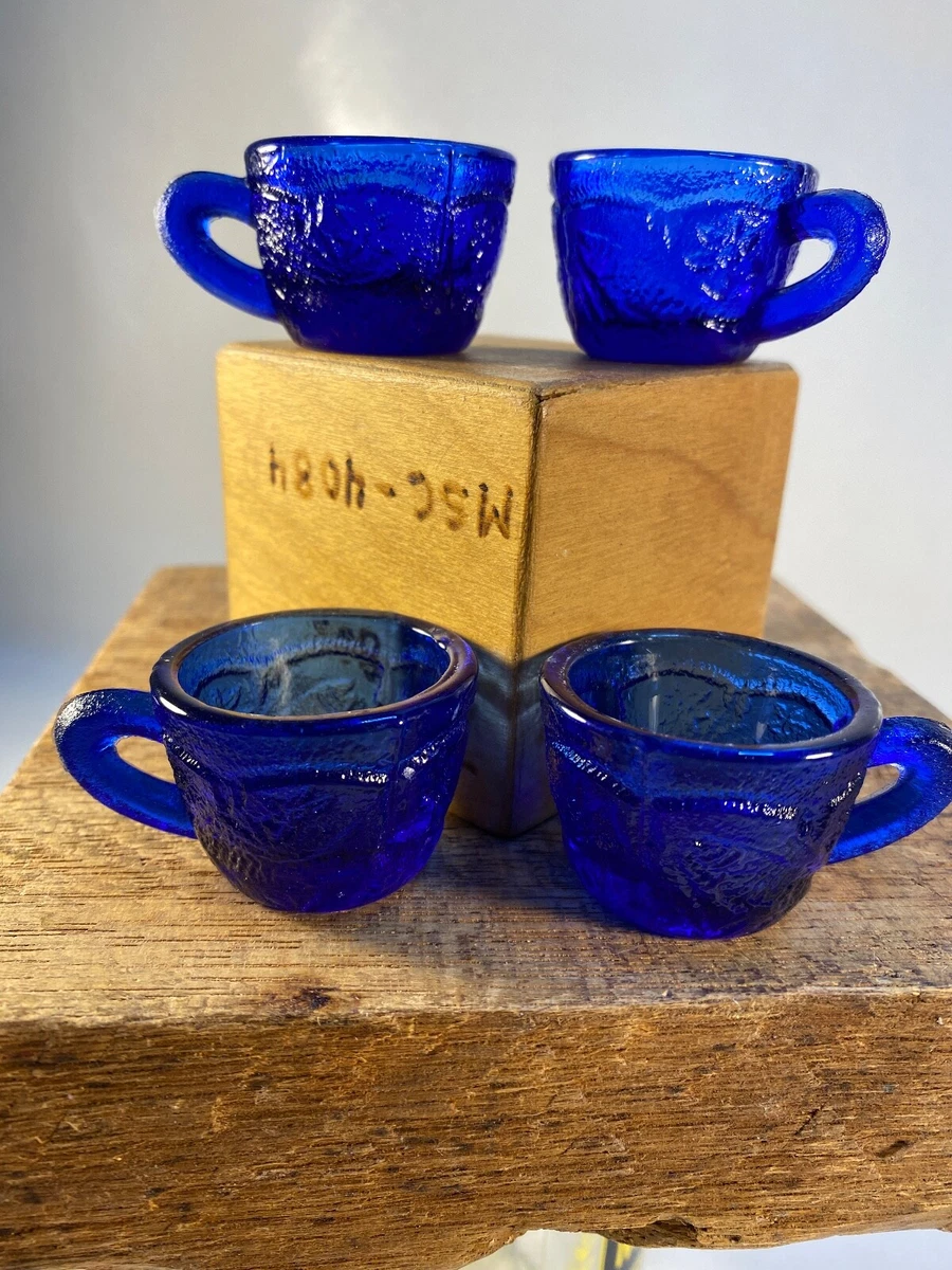 Blue glass tea sale cups