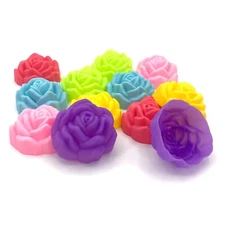 12PC Pack Siam Rose Shape Molds | Assorted Colors Flower Chocolate Jelly Ice