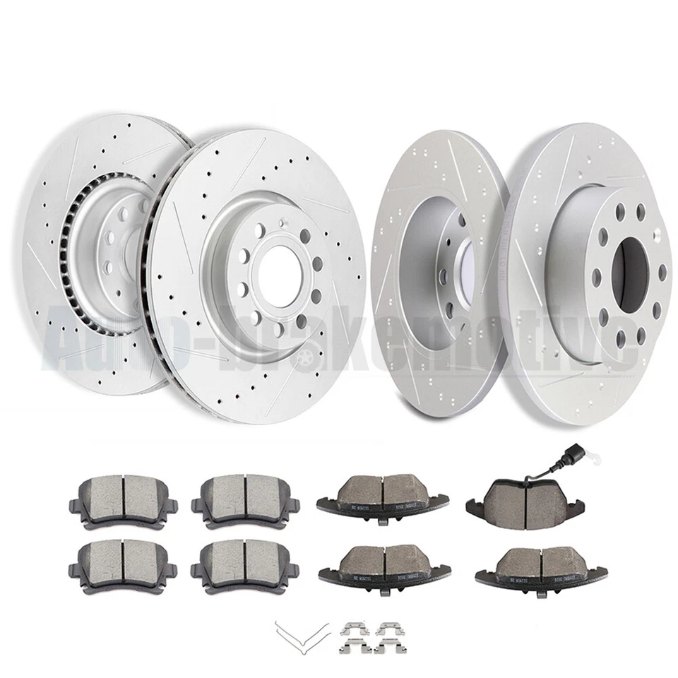 FRONT & REAR BRAKE ROTORS METALLIC PADS DRILL SLOT FITS FOR 2009 AUDI A3 - Image 2 of 4