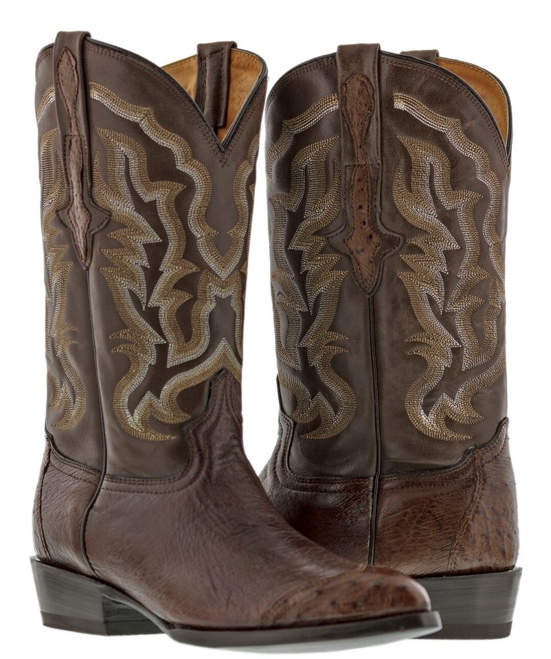 Brown Ostrich Cowboy Boot J-Toe main image 0