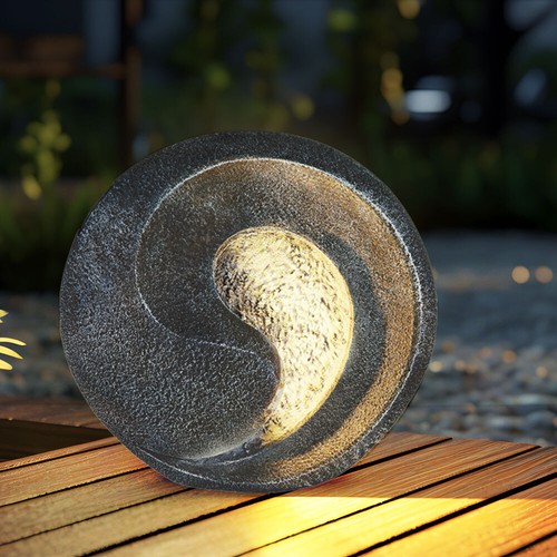 Solarlampe Außenleuchte Gartendeko Tischlampe LED Skulptur Steinoptik H 29 cm - Bild 6 von 12