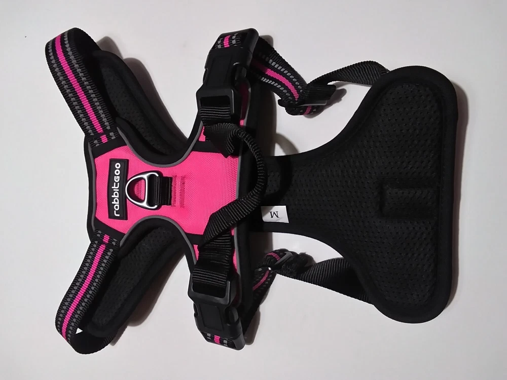 Dog Harness, No-Pull, Soft Chest ( Hot Pink/Black) Size Medium