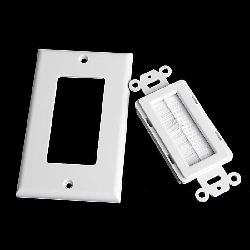 1 Single Gang Bristles Brush Wall Plate Port Insert Cover Outlet Mount